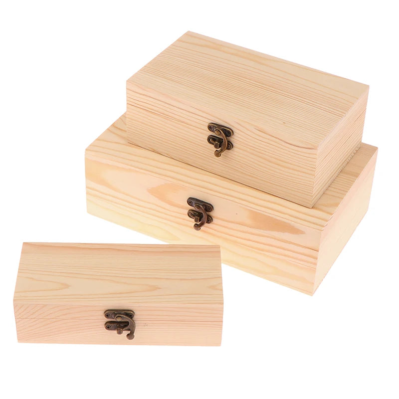 Rectangular Wooden Storage Box Organizer Wooden Storage Case Simple Storage Container Dust-Proof With Lock Jewelry Box Case Oasis Select