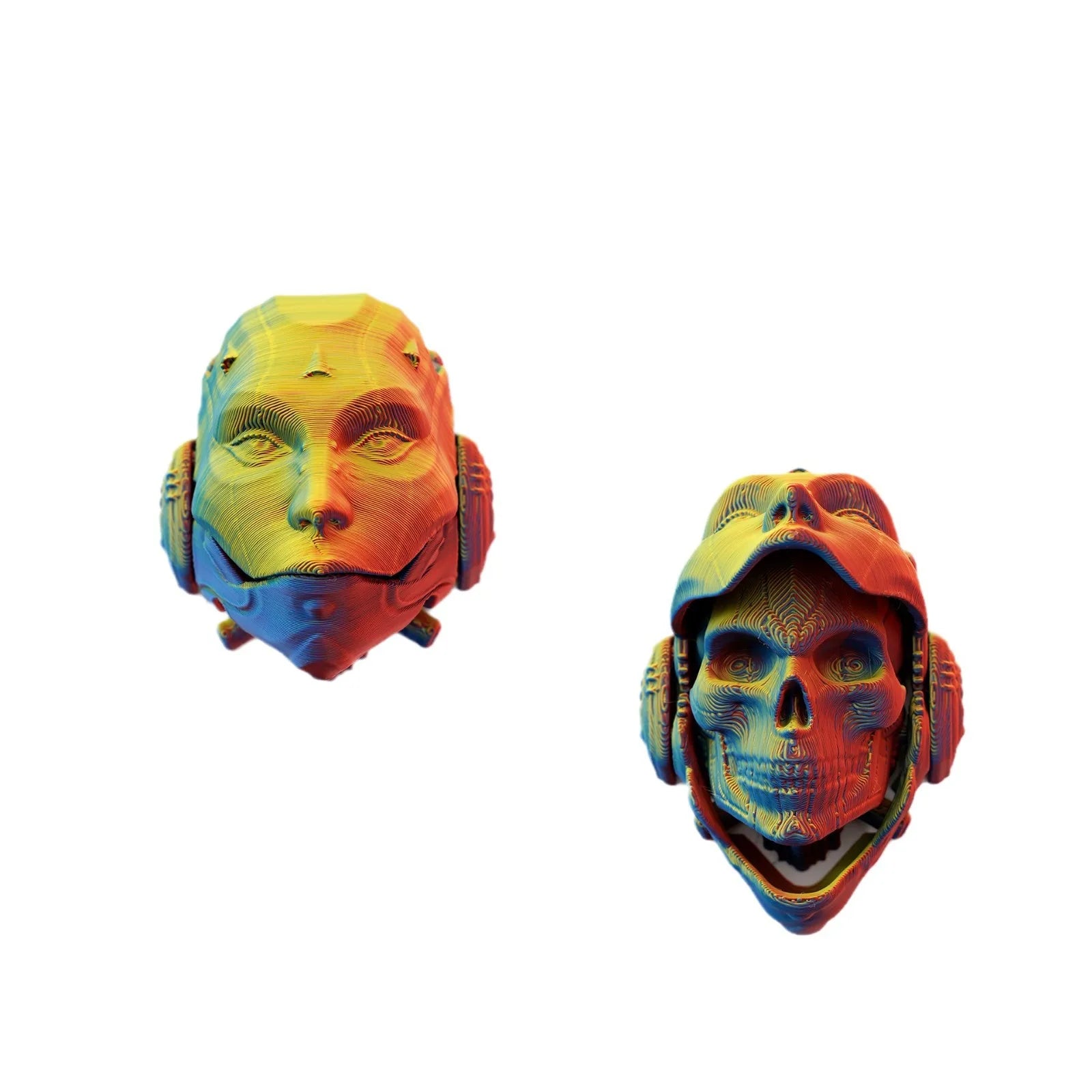 3D Printed Machined Mask Skull Mask Flip Keychain Creative Bag Pendant Car Keychain Desktop Ornament Funny Gift Miniatures Oasis Select