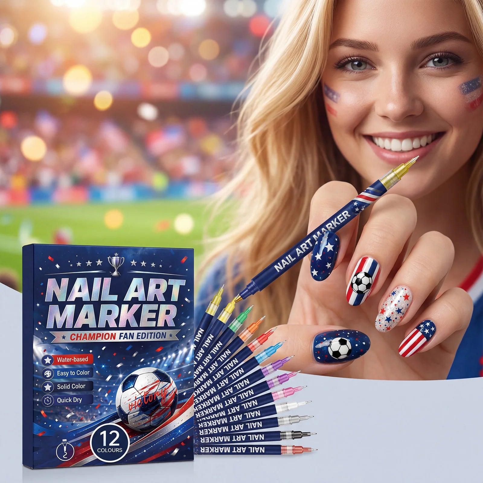 Fan Edition Nail Art Markers Waterproof Solid Color Fine Tip Nail Polish Drawing Pen DIY Sports Pattern Nail Design Man icure Su Oasis Select