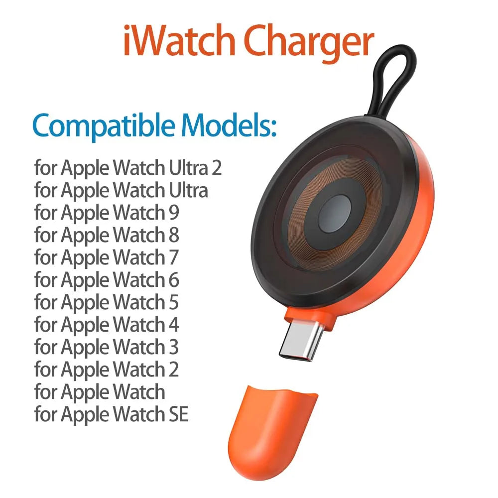 USB-C Magnetic Watch Charger – Apple Watch & Samsung Galaxy Smartwatch Charger Oasis Select iWatch Orange