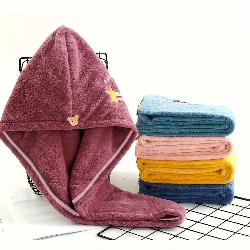 1pc Quickly Dry Hair Hat Super Absorbent Soft Bathroom Women Head Towels Girls Cute Hair Towel Hair Dry Wrap Bonnets Oasis Select