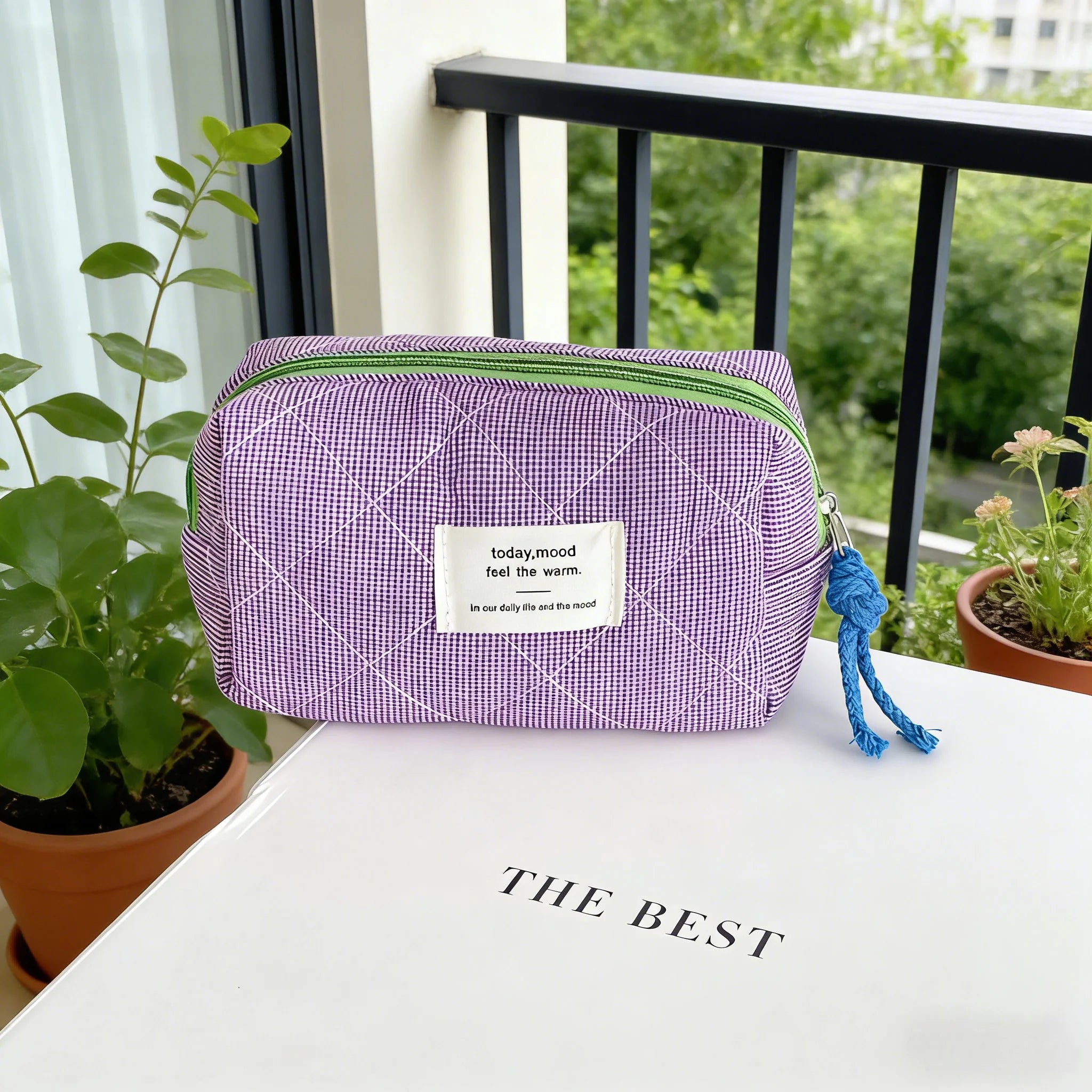 Vintage Plaid Octagon Bag, Japanese Style Makeup Pouch, Cute Cosmetic Bag for Women, Portable Travel Organizer Oasis Select