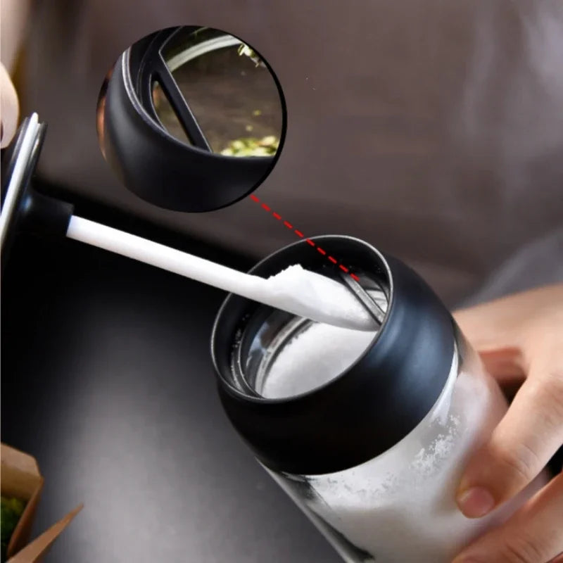250ML Oil Bottle Moisture-proof with Lid Spoon Pepper Jar Salt Shaker Multi-purpose Combination Glass Kitchen Seasoning Bottle Oasis Select