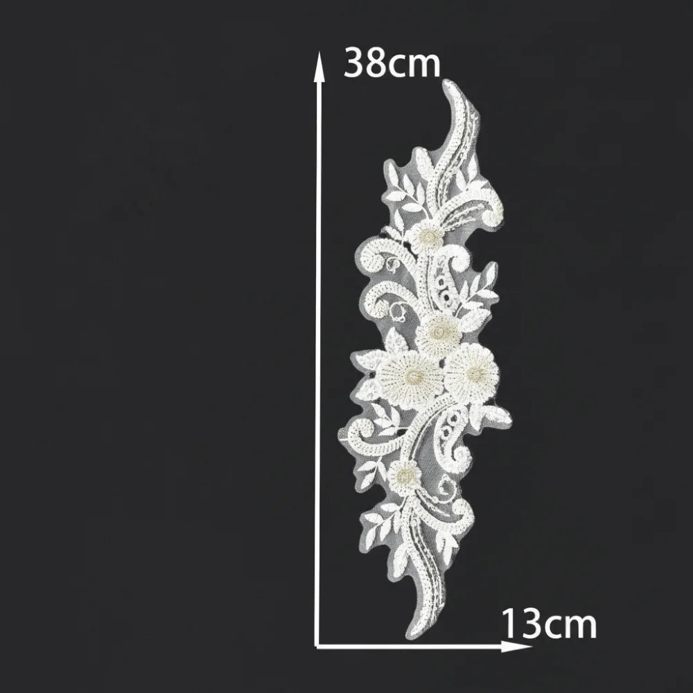 Rhinestone Flower Lace Applique Patch Handsewn Glass Drill Flower Embroidery Applique DIY Evening Gown Wedding Dress Accessories Oasis Select
