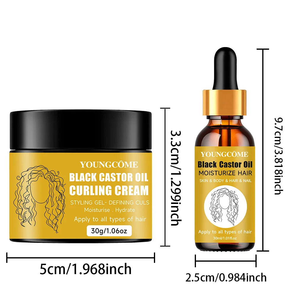 Jamaican Black Castor Oil - Cold Pressed in Bottles for Hair Growth, Eyebrow Nourishment Skin Hair Oasis Select Hair Film Oil -Set A