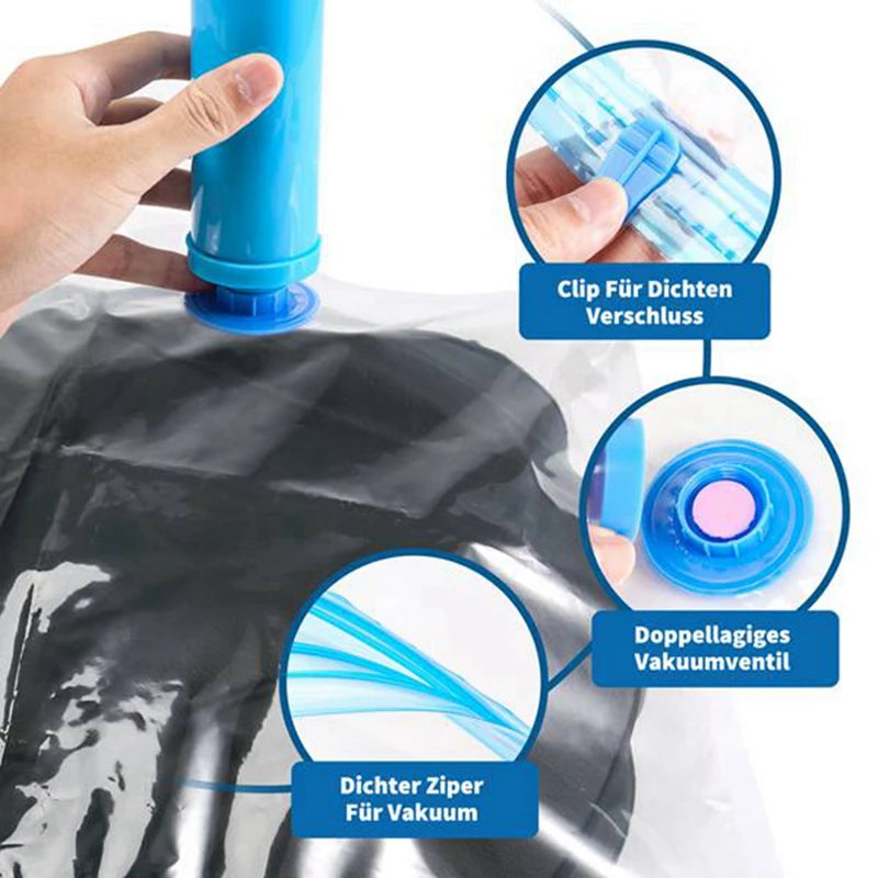 WISH 6 Pack Vacuum Storage Bags, Space Saver Bags, Compression For Comforters And Blankets, Plush Toy, Sealer Clothes Storage Oasis Select
