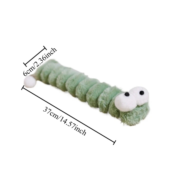 Caterpillar Design Interactive Cat Chew Toys Self-Entertainment Cat Kick Toy Soft Durable Catnip Toy for Boredom Relief Oasis Select Green long