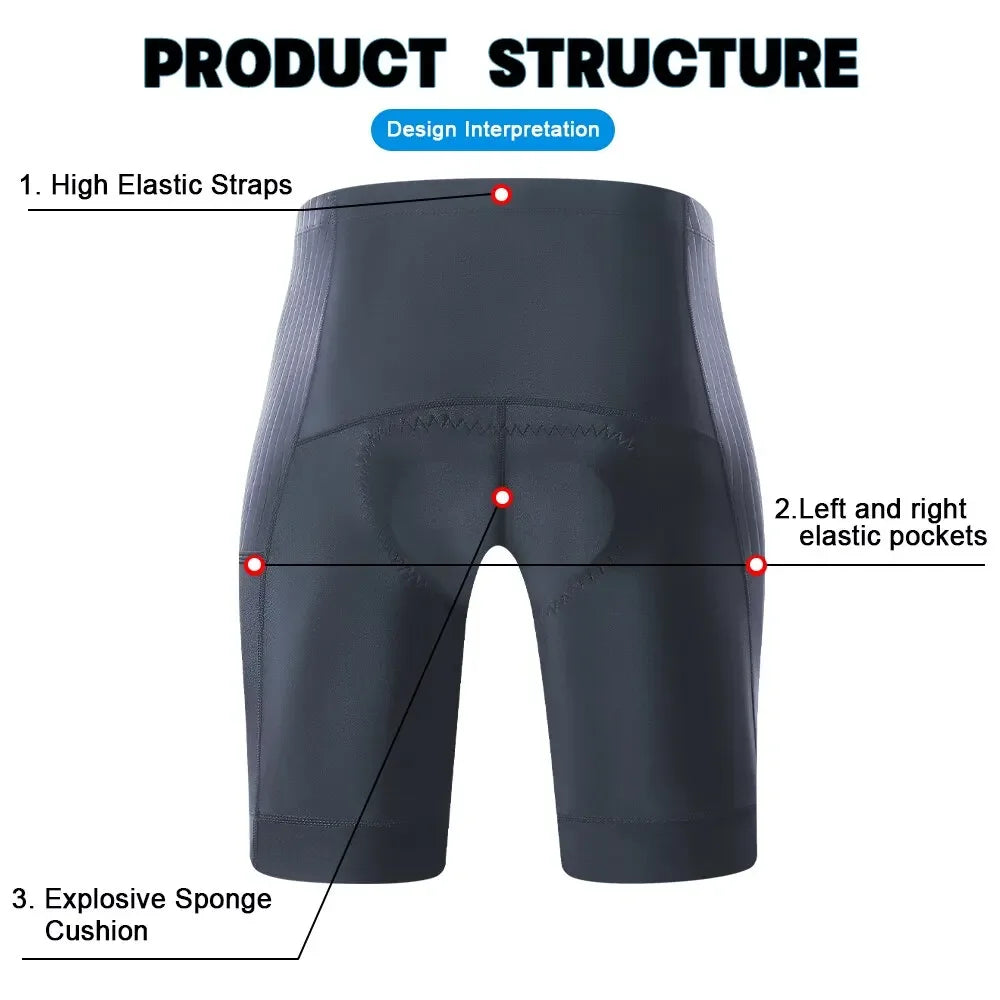 X-TIGER Men's Cycling Shorts 2 Pocket Bicycle Shorts Reflective Anti-slip Shock Absorption Sponge Pad MTB Road Cycling Shorts Oasis Select