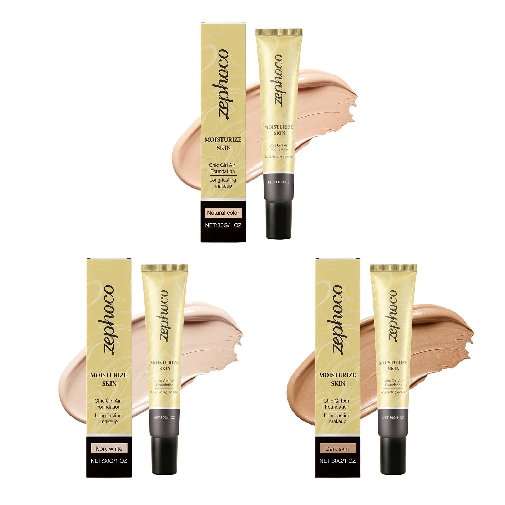 Concealing Foundation, Natural Concealer, Lightweight Skin-Fitting, Clear Finish, Brightening 3D Contour, Long-Lasting Wear Oasis Select 3-IN-1