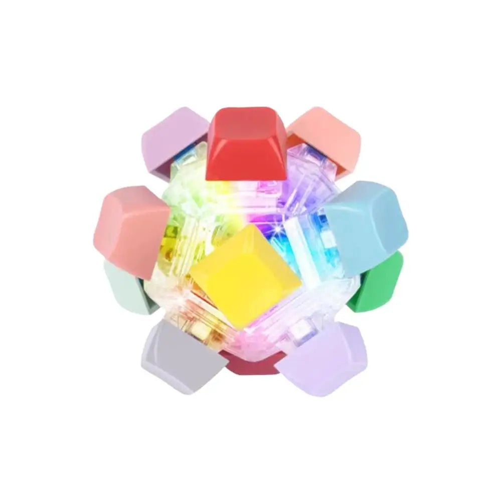 Stress Reliever 12 Key Flashing Light Mechanical Keyboard Ball Fingertip Pressing Repair Decompression Gift Toy for Adults Kids Oasis Select 01