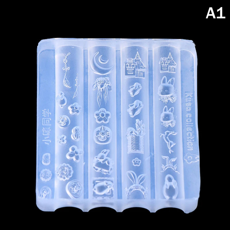 Cute Nail Mold Silicone Rabbit Paradise Moon Castle Art Elegant Oil Painting Style Nail Stereoscopic Template Mold Oasis Select A1
