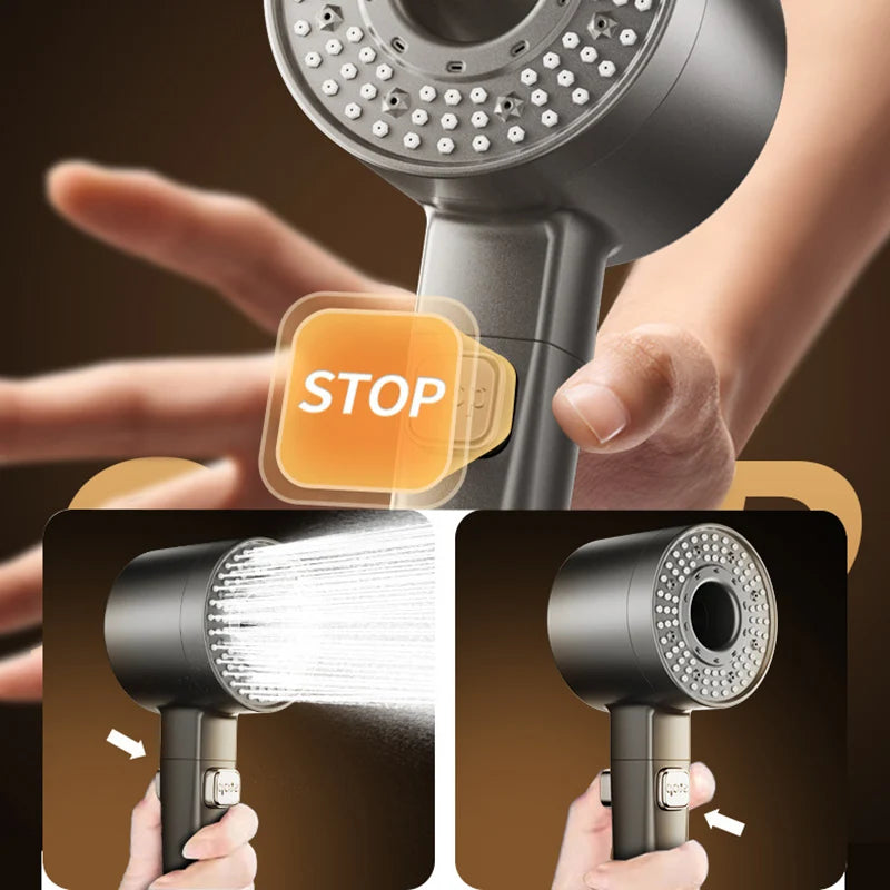 Filtered Super-pressurized Shower Head Five-speed Handheld Hollow Large Water Outlet Bathroom Shower Head Set Oasis Select