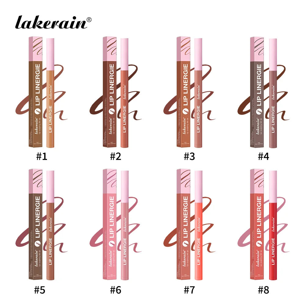 Lakerain Lip Liner Flexible Ballpoint Felt Tip Waterproof No Transfer & Smudges Long Lasting Lip Liner Stain 8 Color Lips Makeup Oasis Select SET