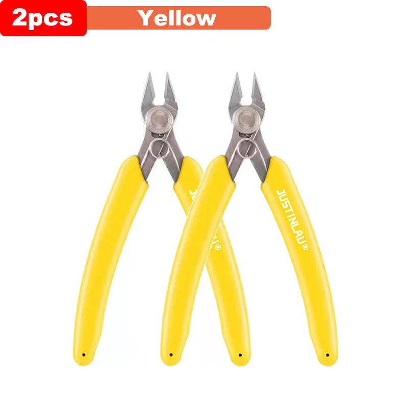 Universal Stainless Steel Pliers DIY Electronic Diagonal Side Cutting Nippers Wire Cable Cutter 3D Printer Parts Hand Tools Oasis Select Yellow-2pcs