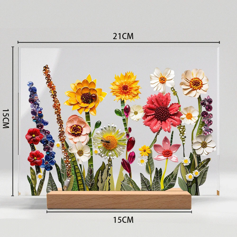 Acrylic Flower Pattern Table Room Desk Imitation Glass Texture Acrylic Desktop Decoration Holiday Gift Desk Decoration Oasis Select BTU423