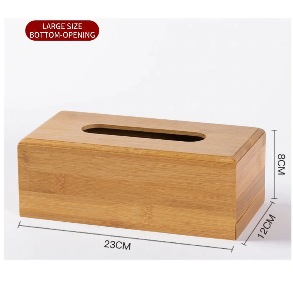 Bamboo Tissue Box Modern Minimalist Design Tissue Box Holder Household Tissue Case For Hotel Restaurant Hotel Office Easy-Refill Oasis Select 23x12x8 cm