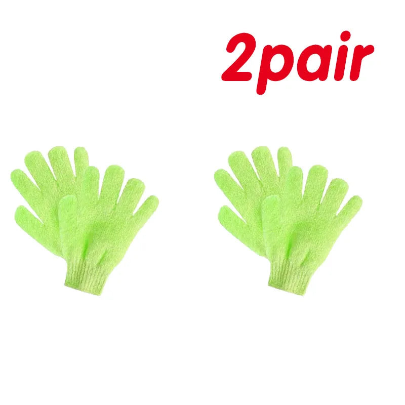 1/2pair Five Fingers Bath Gloves Household Shower Scrub Body Wash Children Home Supply Elastic Wipe Back Bathing Cleaning Gloves Oasis Select 2pairs green