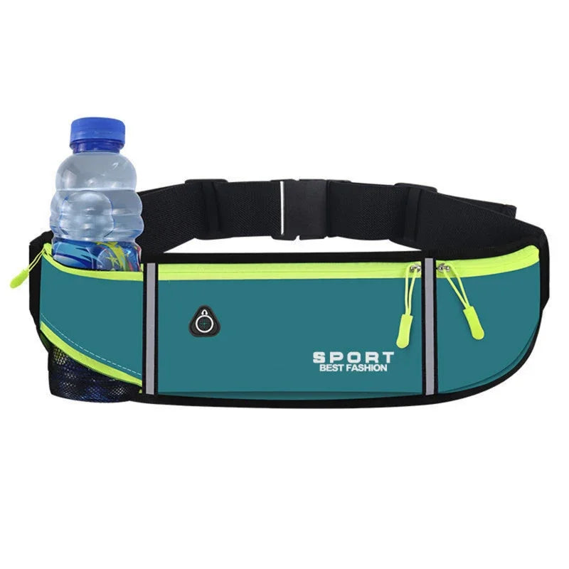 Mobile Waist Bag, Cycling Running Zipper Pouch, Bottle Key Card Waist Bag, Safety Reflective Sports Belt, Unisex, Comfortable Oasis Select blue kettle