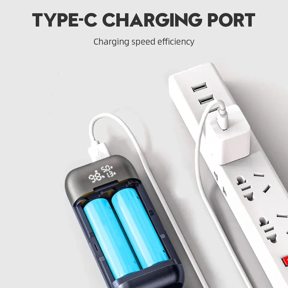 18650 Battery Charger Case DIY Power Bank Box Portable QC3.0 PD 18W Fast Charging Case for 18650 21700 20700 Lithium Batteries Oasis Select