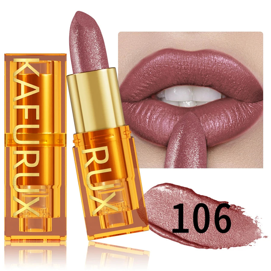 KAFURUX 16-Color Glitter Metallic Lipstick – Long-Lasting Matte
