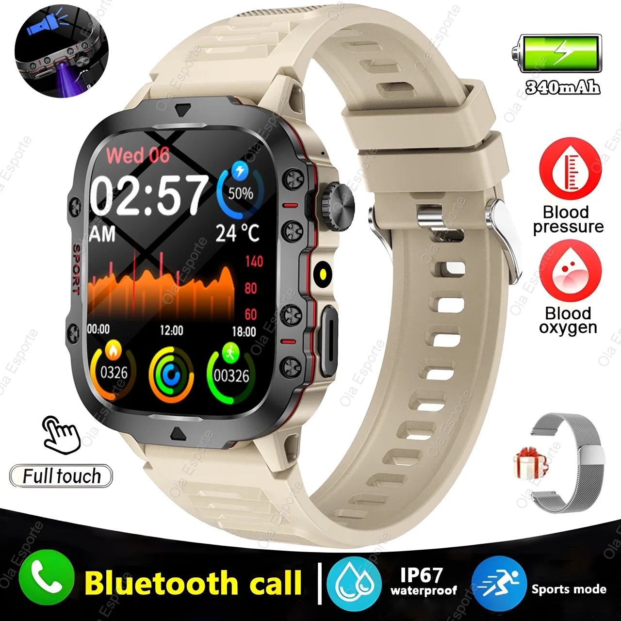 Ola Esporte Smart Watch – Bluetooth Call, Fitness, IP67