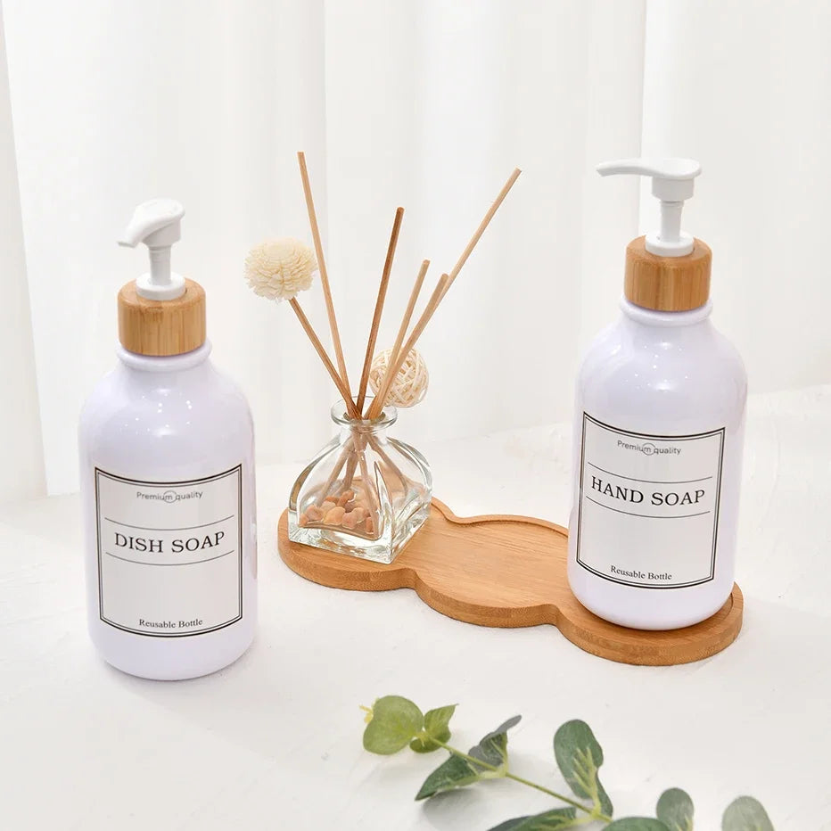 Wooden Soap Dispenser Tray Vanity Countertop Bottles Organizer Holder Round Square Candles Jewelry Storage Tray for Bathroom Oasis Select