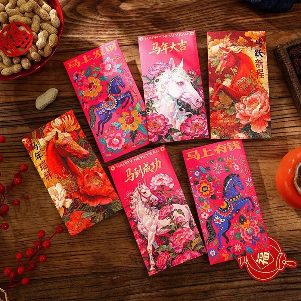 2026 Horse Year Red Envelopes | 6pcs Chinese New Year Lucky Money