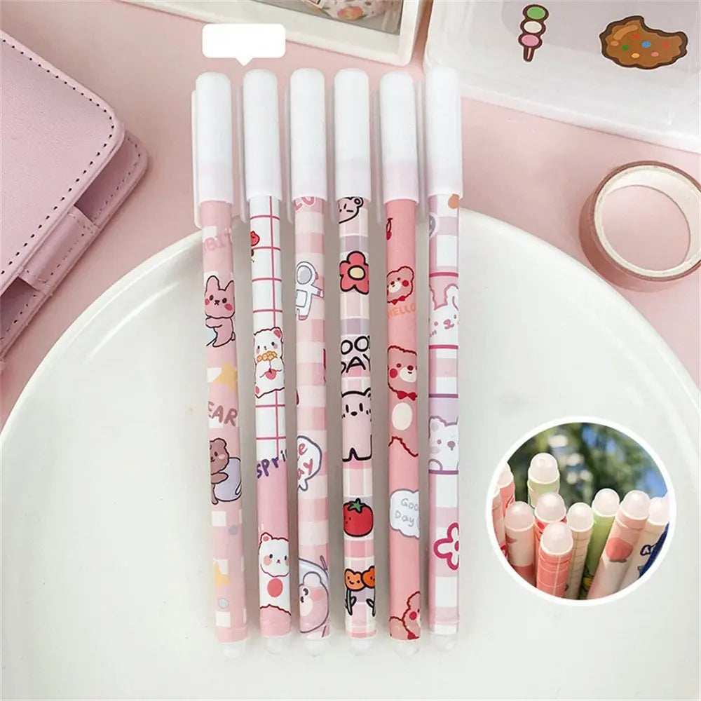 1Pcs Kawaii Game Cartoons Neutral Erasable Pen 0.5mm Blue Gel Pens Washable Handle School Office Supplies Kids Stationery Oasis Select pink bear random 1pc