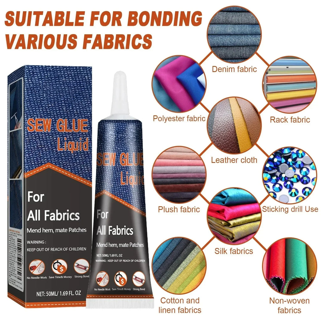 50ml Fabric Sewing Glue Fast Drying Clothes Mending Liquid Leather Repair Patches Kit With 2 Tools High Viscosity Craft Supplies Oasis Select