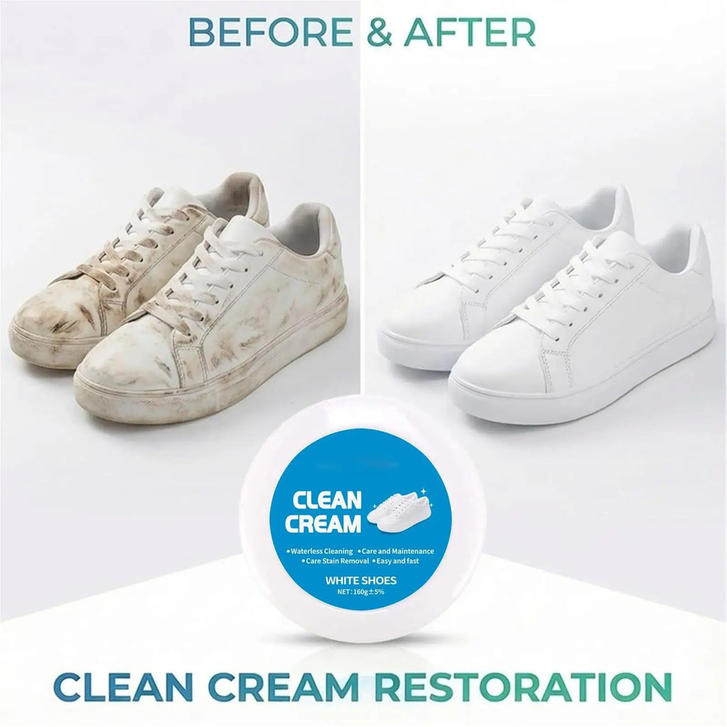 160g White Shoes Cleaning Cream Stains Remover Shoes Whitening All-Purpose Cleansing Cream With Wipe Sponge For Shoes Sneakers Oasis Select