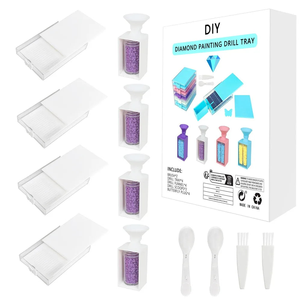 Practical Diamond Painting Drills Funnel New Upgrade Storage Container Box Drill Tray Storage Box 5D Diamond Painting Tool Oasis Select White-Funnel B