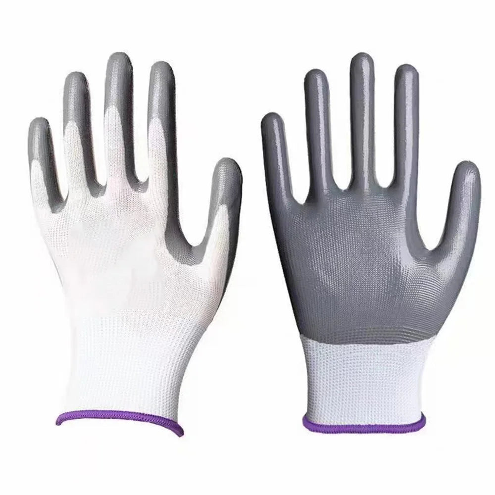 1pair Nylon Safety Working Gloves Premium Nitrile Coated Builders Excellent Grip Gardening Grip Industrial Protective Work Glove Oasis Select Grey
