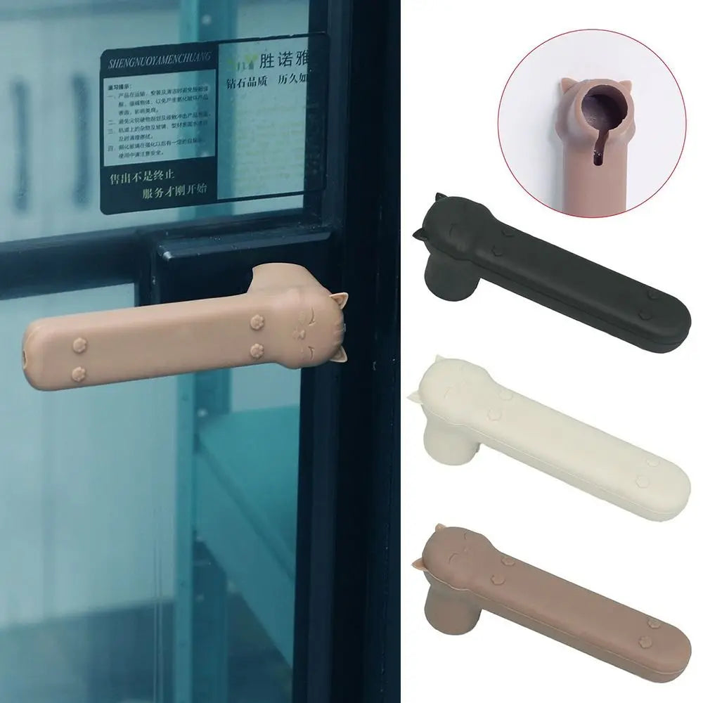 Silicone Door Knob Cover Anti-collision Cold-proof Doorknob Sleeve Cartoon Cat Anti-Static Safety Doorknob Protector for Home Oasis Select