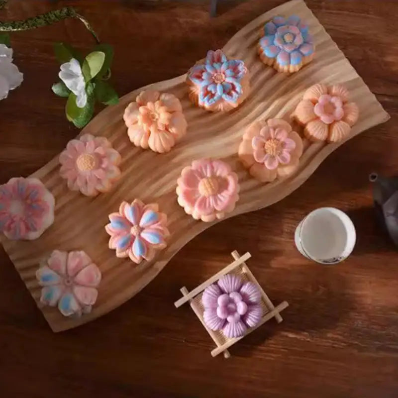 Non-Stick Flower Rice Cake Silicone Mold Flower Shape Mold For Mooncake Mung Bean Cake Dessert DIY Baking Tool Oasis Select
