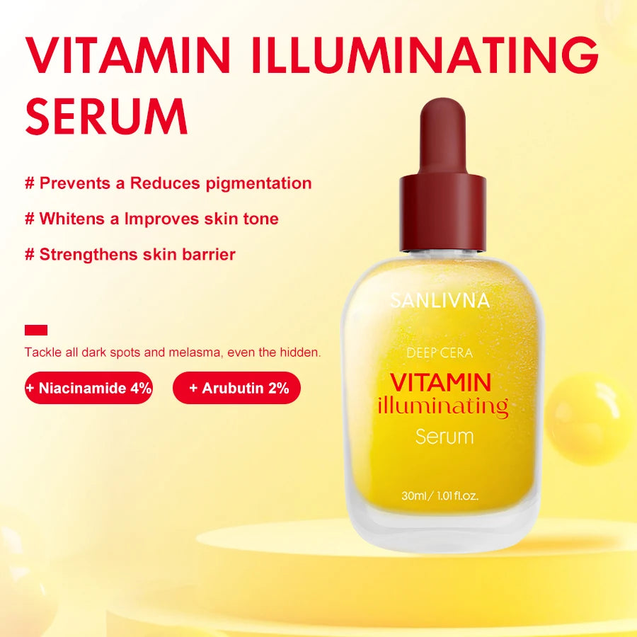 Vitamin C and niacinamide serum brightens skin tone and is rich in bakuchiol to improve and cleanse pores for facial care Oasis Select