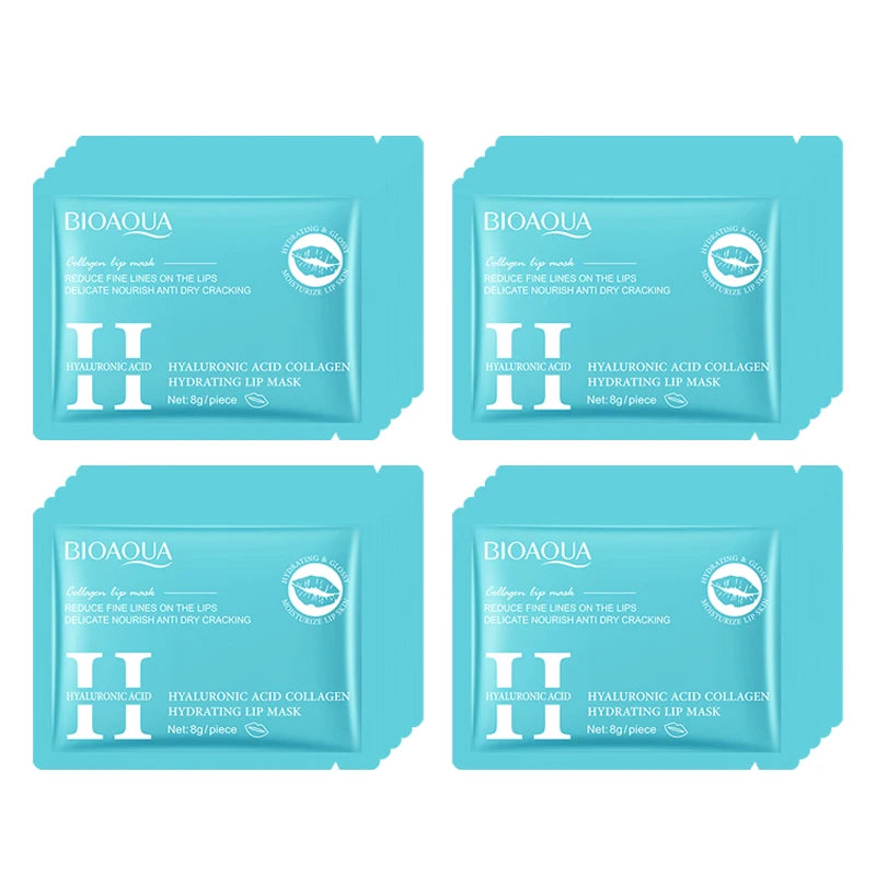 BIOAQUA Crystal Collagen Lip Mask 20pcs – Hydrating Lip Plumper Collagen Lip Mask Oasis Select Hyaluronic Acid 20p