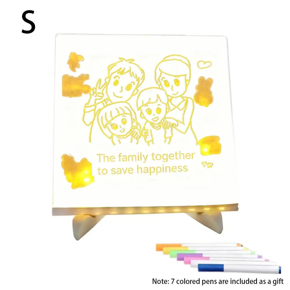 Light Up Rewritable Acrylic Message Board 7 Color Pens Glowing Drawing Lamp for Kids Adults Birthday Festival Gift Oasis Select S