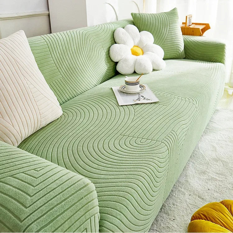 Elastic Sofa Covers All-season Cat Scratch-resistant Sofa Covers and Lazy Anti-slip Sofa Covers Living Room Oasis Select Matcha green 5 people 305-360cm