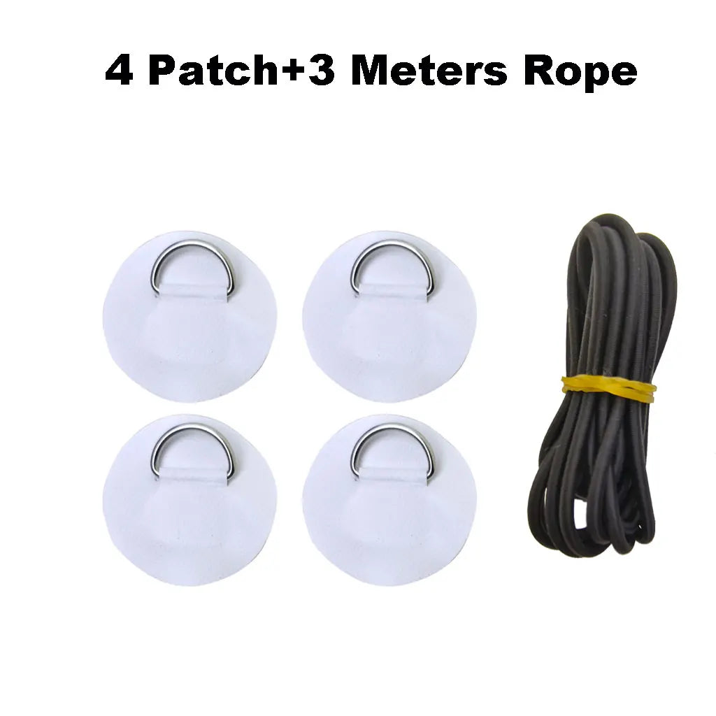 6.5CM D-Ring Patch for Inflatable Boat Kayak Dinghy SUP D-Ring PVC Patch Stand-Up Paddleboard Canoe Rafting Rope Ring Patch Oasis Select 4 White 3M Rope