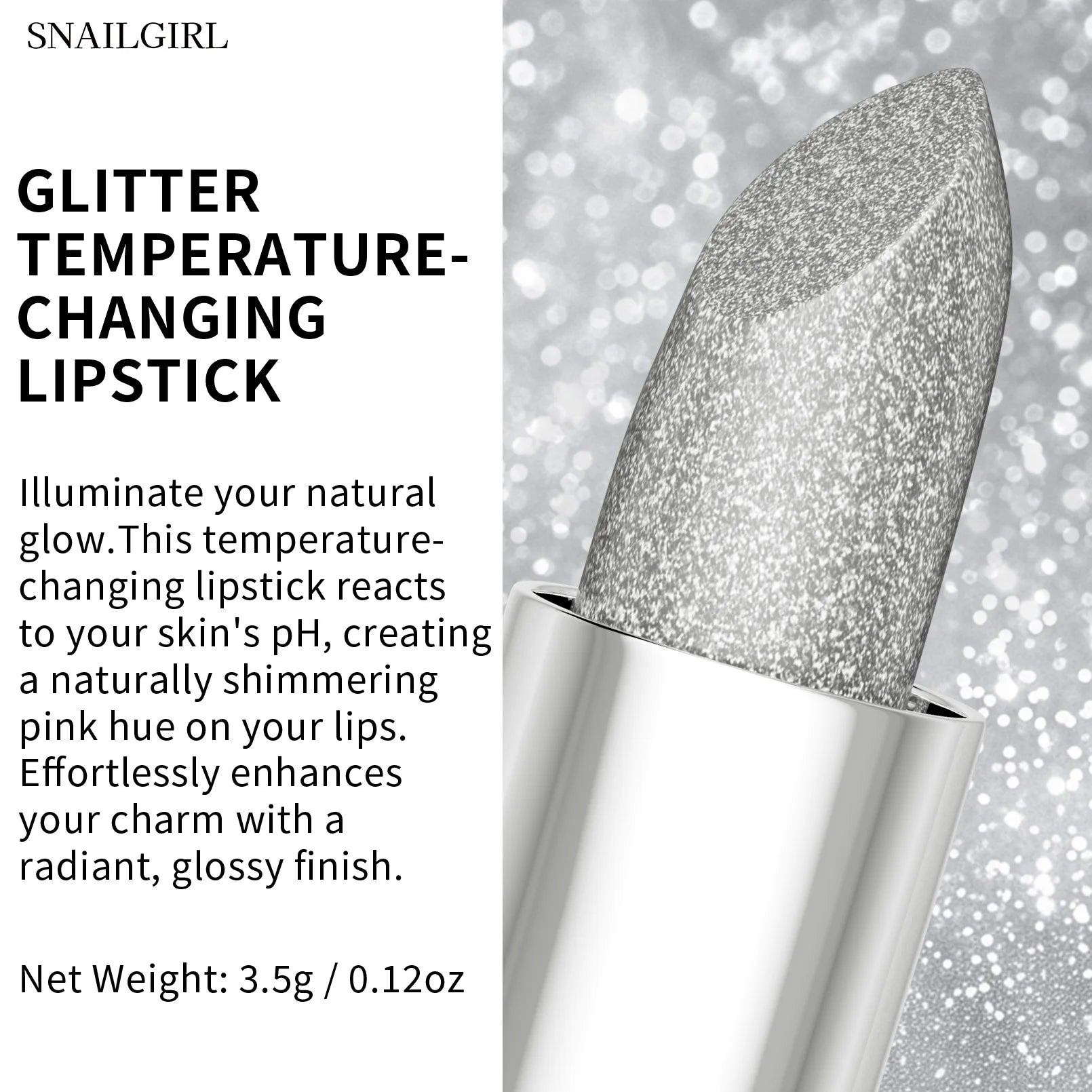 QIC Color-Changing Glitter Lipstick – Matte Waterproof Lip Tint