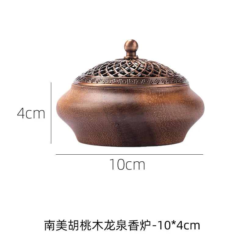 Walnut Wood Solid Wood Incense Burner Chinese-style Retro Household Incense Burner Base Creative Sinking Incense Burner Oasis Select B