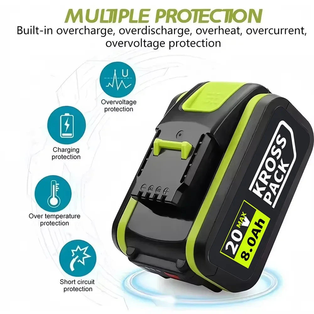 For 20V WORX Replacement Lithium-ion Battery 6000/8000mAh for WA3551 WA3551.1 WA3553 WA3641 WX373 Rechargeable Battery Tool Oasis Select