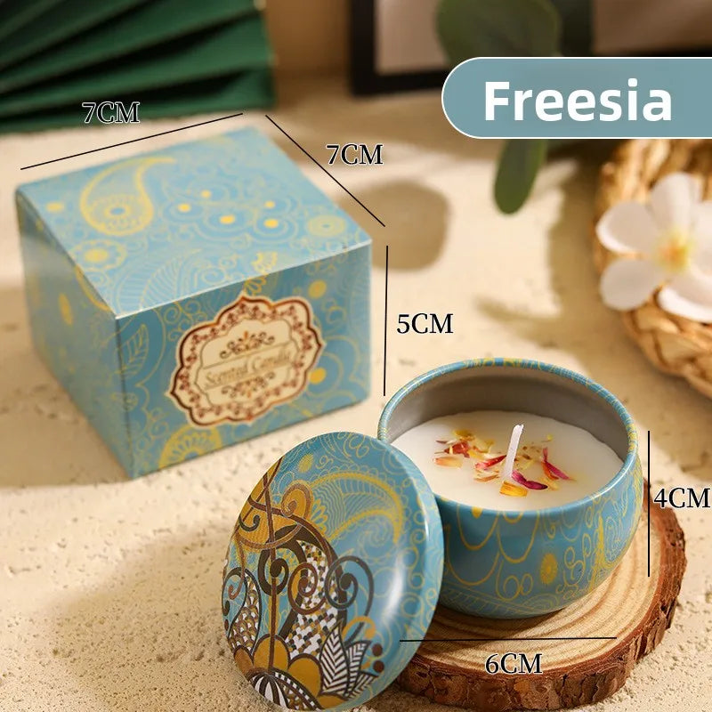 4PC/Set Rose Flower Scented Candles Iron Box Soy Wax Odorous And Smoke-free Aromatherapy Candle Birthday Gift Home Wedding Decor Oasis Select