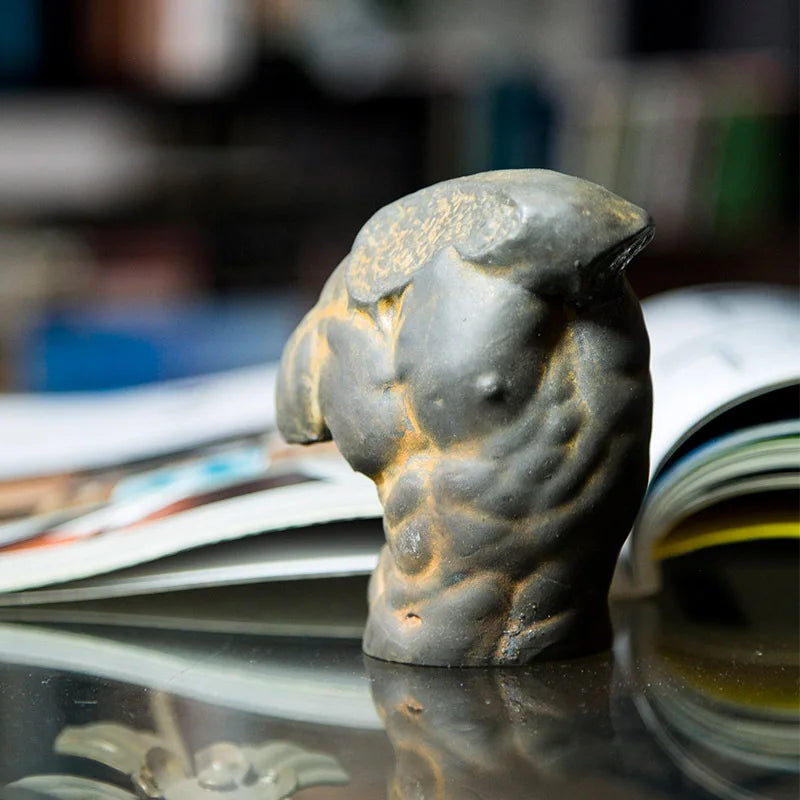 Ancient Greek Male Torso European Style Art Desktop Decoration Figure Small Ornament Imitation Cast Iron Sculpture Handmade Oasis Select