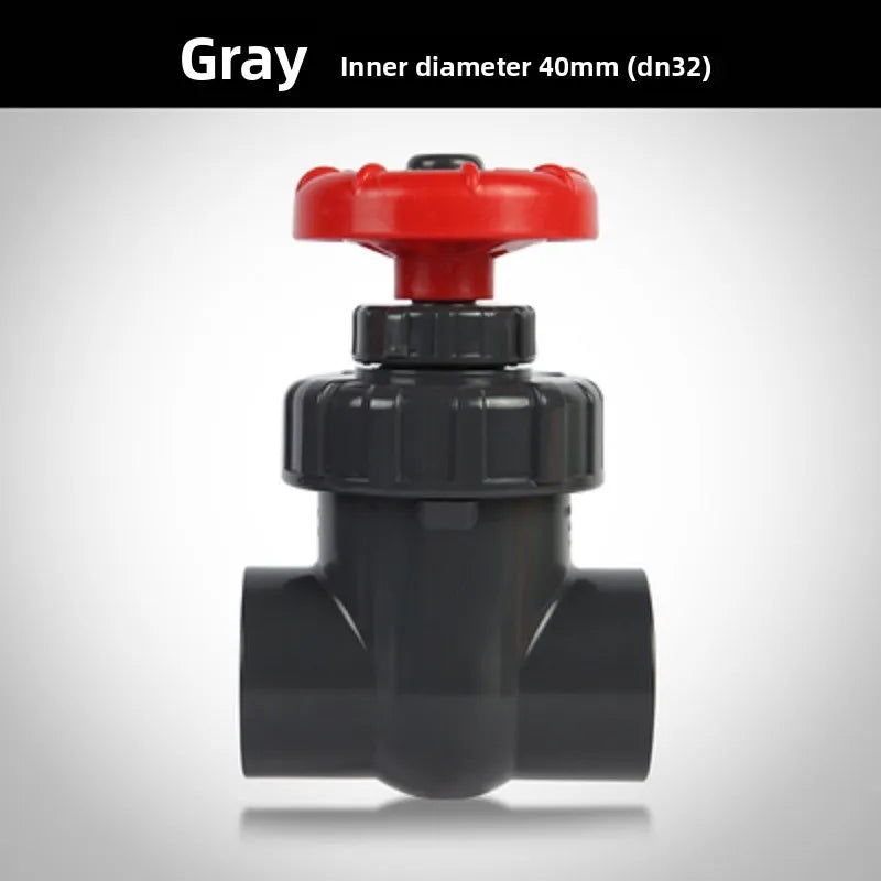 20/25/32/40/50/63mm Hi-quality UPVC Gate Valve Garden Irrigation Aquarium Accessories Precision Flow Control PVC Sluice Valve Oasis Select Black-gray 40MM