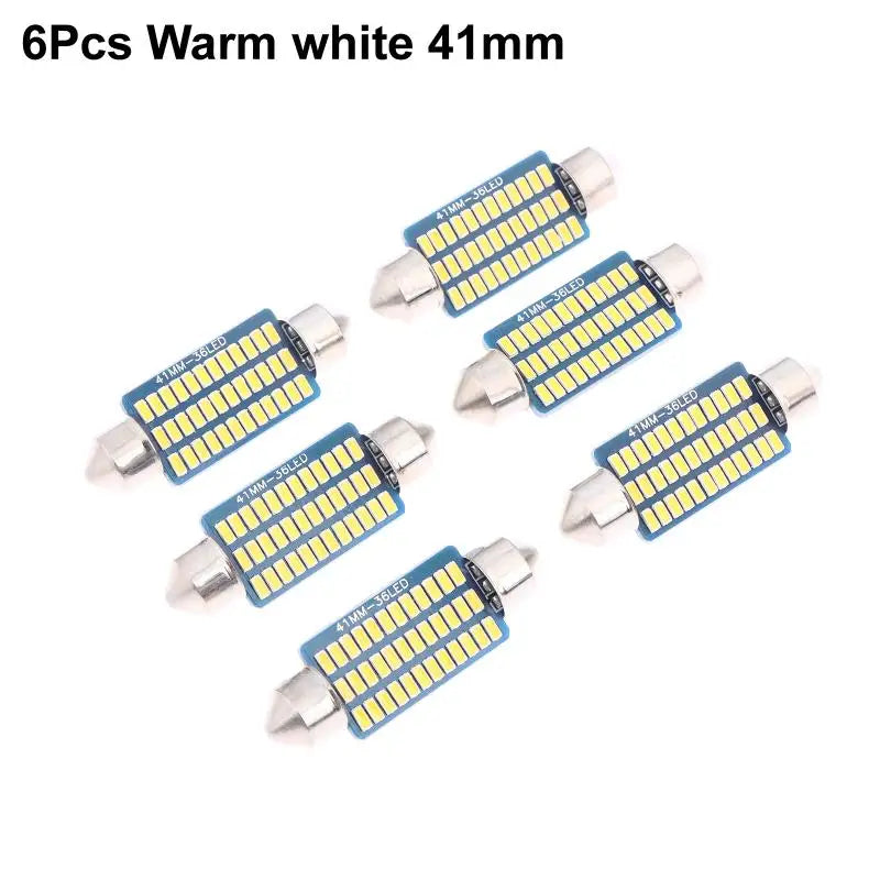 6PCS C5W LED Bulbs Canbus Festoon LED For Car Interior Dome Trunk License Plate Lights 12V 300LM 6500K White Oasis Select C4