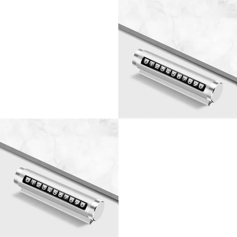 1/2/3pcs Phone Number Plate Temporary Parking Card Aluminum Stickers Rotate Park Stop Metal Car Temporary Parking Card Auto Oasis Select 2pcs Silver