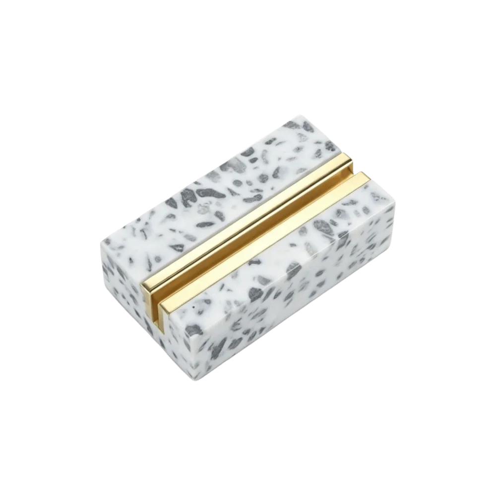 Marble Texture Desktop Business Card Holder Creative Design Elegant Postcard Calendar Stand Modern Stand Base Oasis Select Style-A