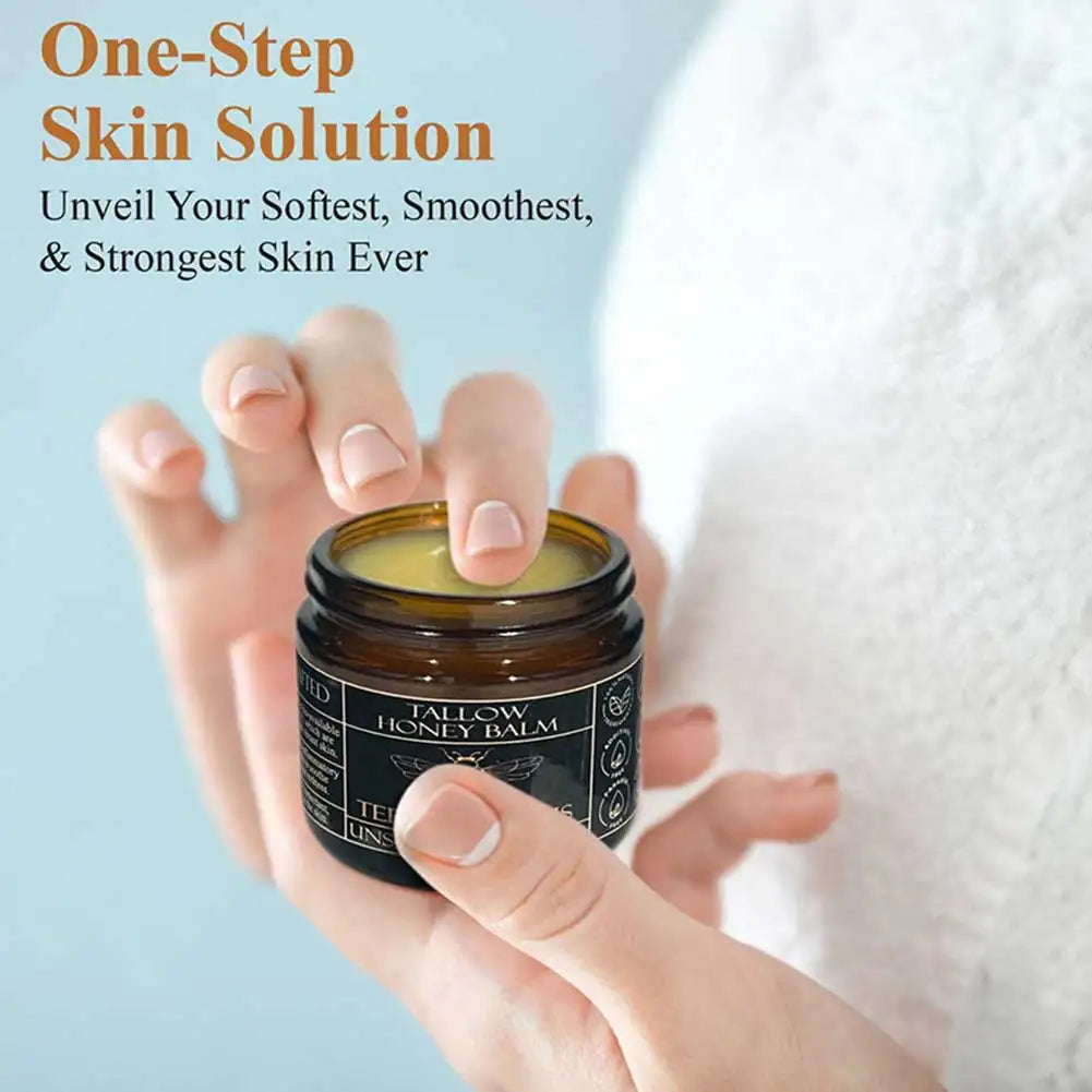 Organic Grass Fed Beef Tallow Balm With Raw Honey Moisturizing Cream For Soft Smooth Skin Handmade All-Natural Moisturizer Skin Oasis Select