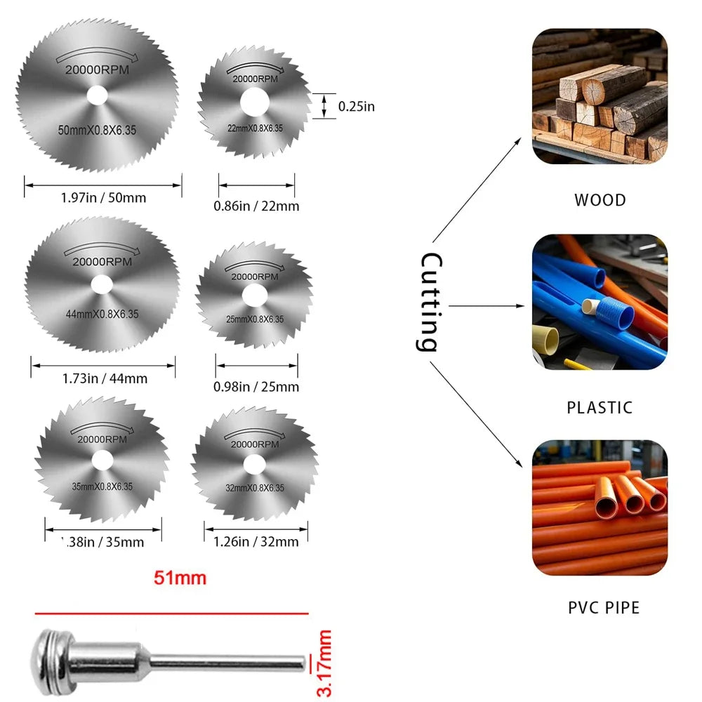 31pc Cutting Discs HSS Circular Saw Mini Drill Rotary Tool Multi-Size Blades for Cutting Metal, Wood, Stone, PVC Oasis Select
